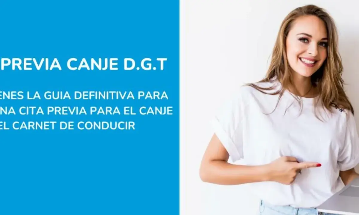 Guía para saber qué países pueden canjear el carnet de conducir en España. Mujer sonriente señala texto.