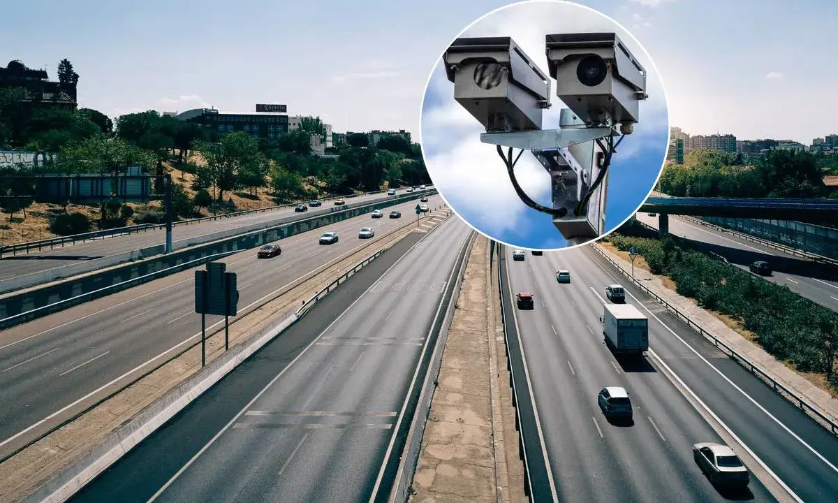 Cámaras de tráfico en autopista, vigilando la velocidad. ¡Cuidado con el límite de falta 4.3 dgt!
