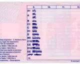 Permiso de conducir con categorías de vehículos, incluyendo motocicletas, coches y camiones. El permiso B96 permite conducir remolques.