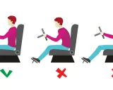 La postura correcta para conducir es sentarse erguido, con la espalda apoyada y los brazos ligeramente flexionados.