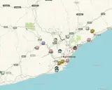 Mapa de incidencias carreteras Catalunya con iconos divertidos.