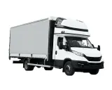 Camión blanco con caja de lona, ideal para tu negocio. Consulta el camion precio y hazte con él.