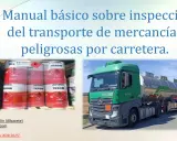 Camiones cisterna transportando mercancías peligrosas, como disolventes, listos para su inspección.