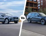 Comparativa de SUVs: Volvo XC60 frente a otro modelo. El grupo Volvo marcas presenta dos vehículos premium en movimiento.