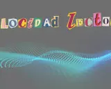 Velocidad de fluidez de una vía: letras recortadas forman "Velocidad Lectora" sobre una onda de puntos luminosos.