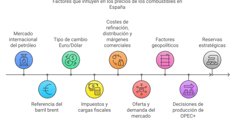 Factores que influyen en la variación semanal del precio del gasoil: mercado internacional, tipo de cambio, costes, geopolítica, reservas, referencia Brent, impuestos y oferta/demanda.