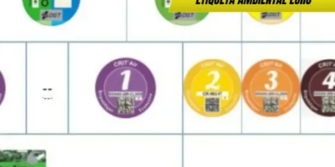 Pegatinas de distintivo ambiental para vehículos, incluyendo la etiqueta ECO y otras de nivel de emisiones Euro 6.