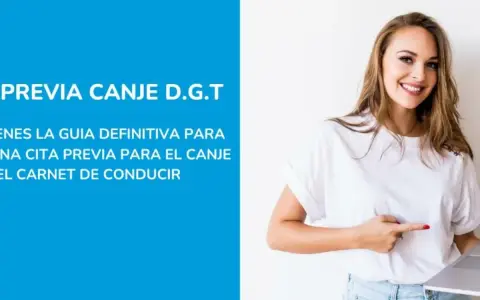 Guía para saber qué países pueden canjear el carnet de conducir en España. Mujer sonriente señala texto.
