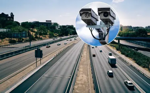 Cámaras de tráfico en autopista, vigilando la velocidad. ¡Cuidado con el límite de falta 4.3 dgt!