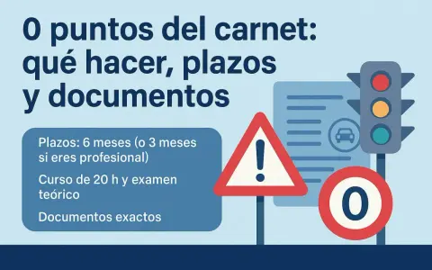 Guía para recuperar el carnet de conducir con 0 puntos: plazos, curso y documentos. Señales de tráfico y semáforo.
