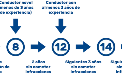 El carnet de conducir muestra cuántos puntos se tienen: 8 para noveles, 12 tras 2 años sin infracciones, y 14 tras 3 años más sin ellas.