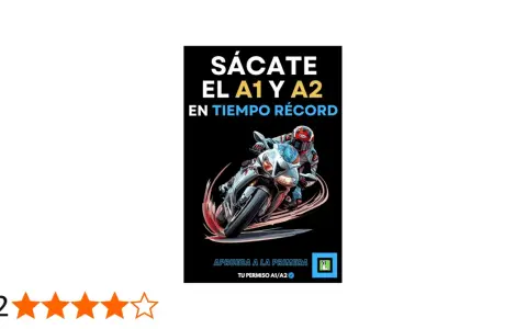 Motociclista en acción, promocionando "Sácate el A1 y A2 en tiempo récord". Explora las diferencias entre carnet A1 y A2.