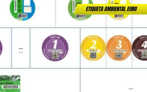 Pegatinas de distintivo ambiental para vehículos, incluyendo la etiqueta ECO y otras de nivel de emisiones Euro 6.