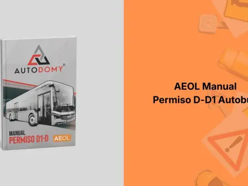 Manual para el test carnet autobus, con imagen de un autobús y señales de tráfico.