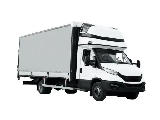 Camión blanco con caja de lona, ideal para tu negocio. Consulta el camion precio y hazte con él.