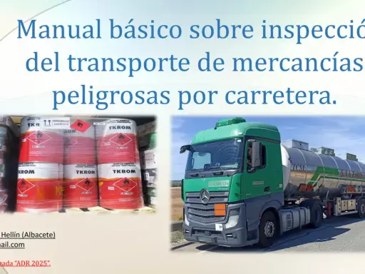 Camiones cisterna transportando mercancías peligrosas, como disolventes, listos para su inspección.