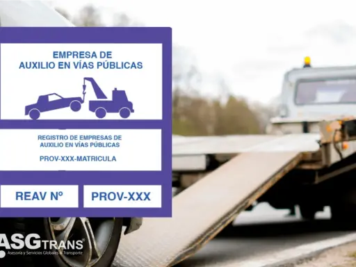 Placa de empresa de auxilio en vías públicas, con logo REAV y número de provincia.