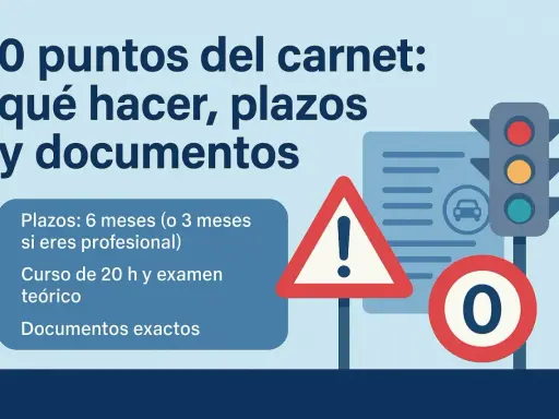 Guía para recuperar el carnet de conducir con 0 puntos: plazos, curso y documentos. Señales de tráfico y semáforo.
