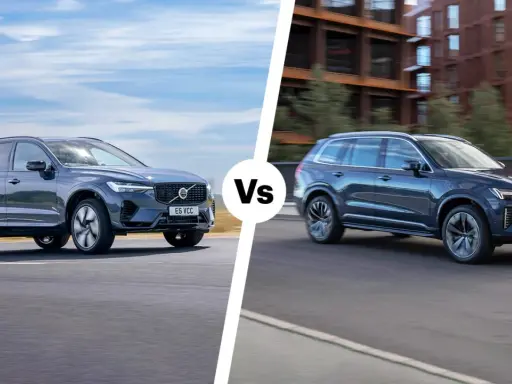 Comparativa de SUVs: Volvo XC60 frente a otro modelo. El grupo Volvo marcas presenta dos vehículos premium en movimiento.