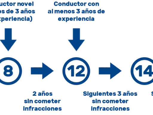 El carnet de conducir muestra cuántos puntos se tienen: 8 para noveles, 12 tras 2 años sin infracciones, y 14 tras 3 años más sin ellas.