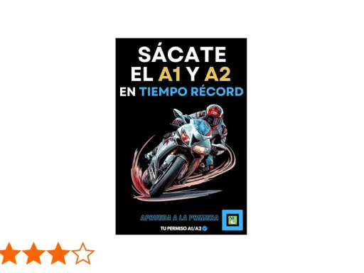 Motociclista en acción, promocionando "Sácate el A1 y A2 en tiempo récord". Explora las diferencias entre carnet A1 y A2.
