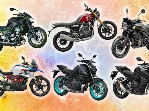 Varias motos de diferentes marcas y estilos. ¿Qué cilindrada puedo llevar con el A2? Aquí tienes opciones.