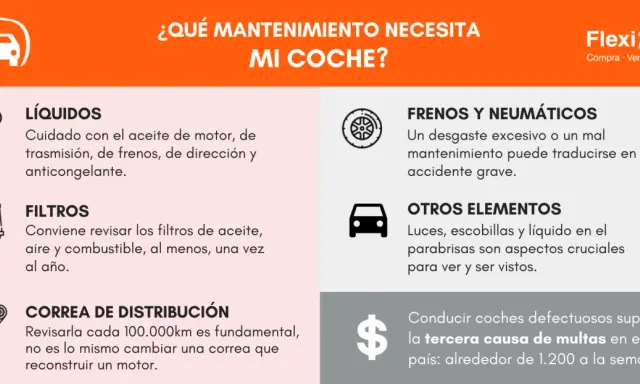 Guía para el mantenimiento preventivo: líquidos, filtros, correa, frenos, neumáticos y otros elementos.