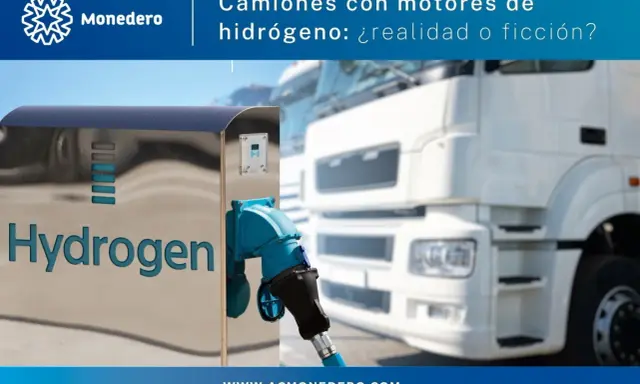 Estación de carga de hidrógeno con un camión blanco al fondo. Los camiones de hidrógeno son el futuro del transporte.