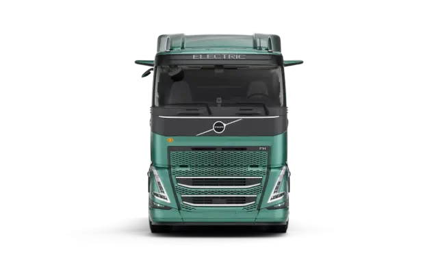 Camión Volvo FH Electric verde, listo para un futuro sostenible.