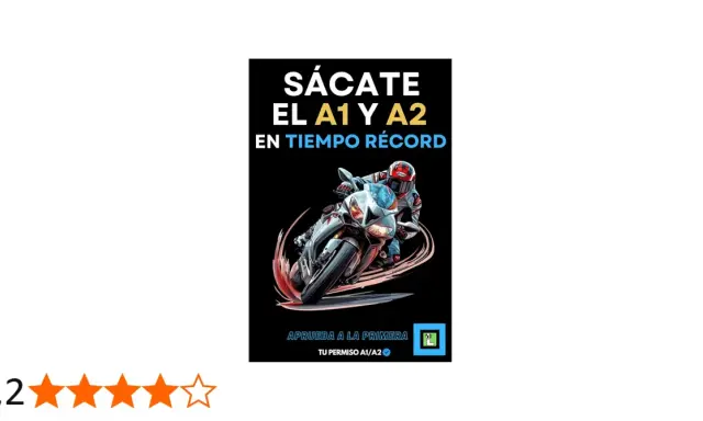 Motociclista en acción, promocionando "Sácate el A1 y A2 en tiempo récord". Explora las diferencias entre carnet A1 y A2.