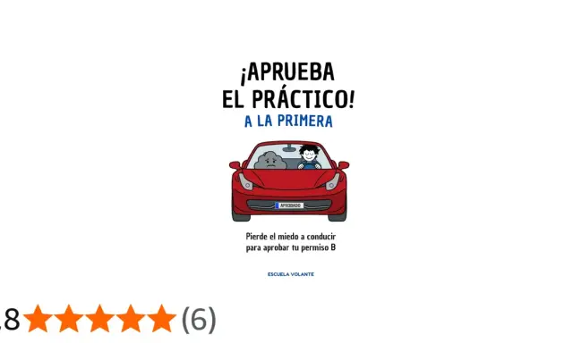 Ilustración de un coche rojo con un conductor sonriente y una nube asustada. Placa "APROBADO".