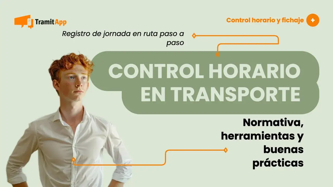 Joven con camisa blanca, con el logo de TramitApp y el texto 
